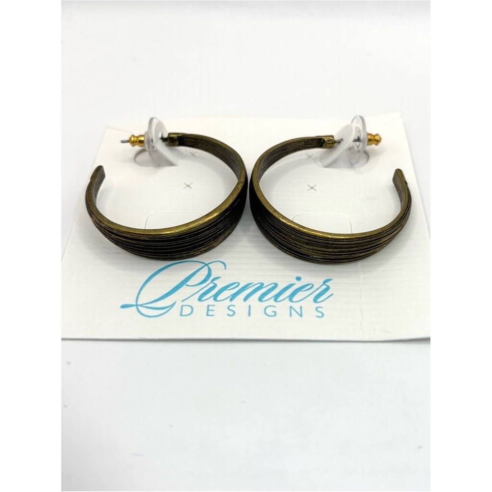 Premier Designs Antique Brass Layered Hoop Earrings